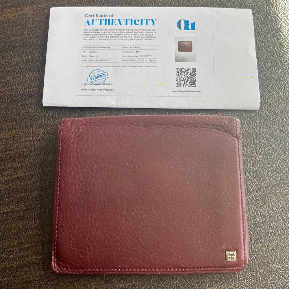 Givenchy Red Leather Bifold Wallet